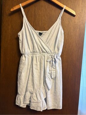 wild fable Light Blue Eyelet Wrap Mini Dress/Romper